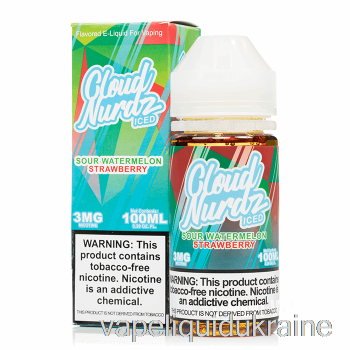 Vape Liquid Ukraine ICE Sour Watermelon Strawberry - Cloud Nurdz - 100mL 6mg